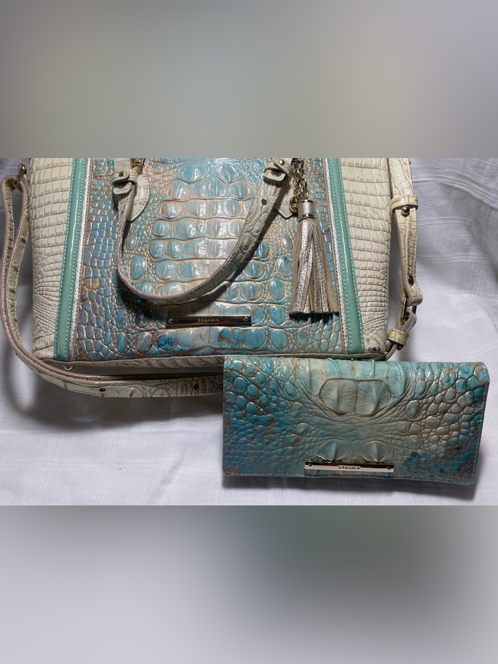 2 Pc BRAHMIN SERENDIPITY MINI ASHER &  MATCHING ADY WALLET, VERY GENTLY USED